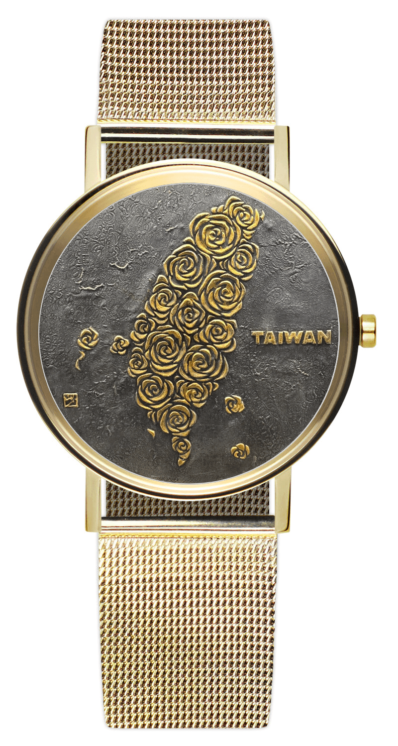 錫雕 - 台灣 TAIWAN — yunivershsieh 藝術訂製腕錶 金色 6