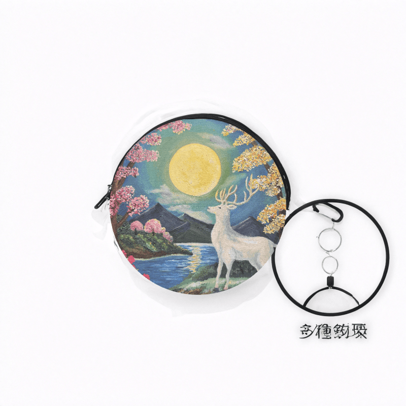 《月光與白鹿》月光隨行圓形零錢包（圓形耳機包）｜The White Stag under Moonlight 4