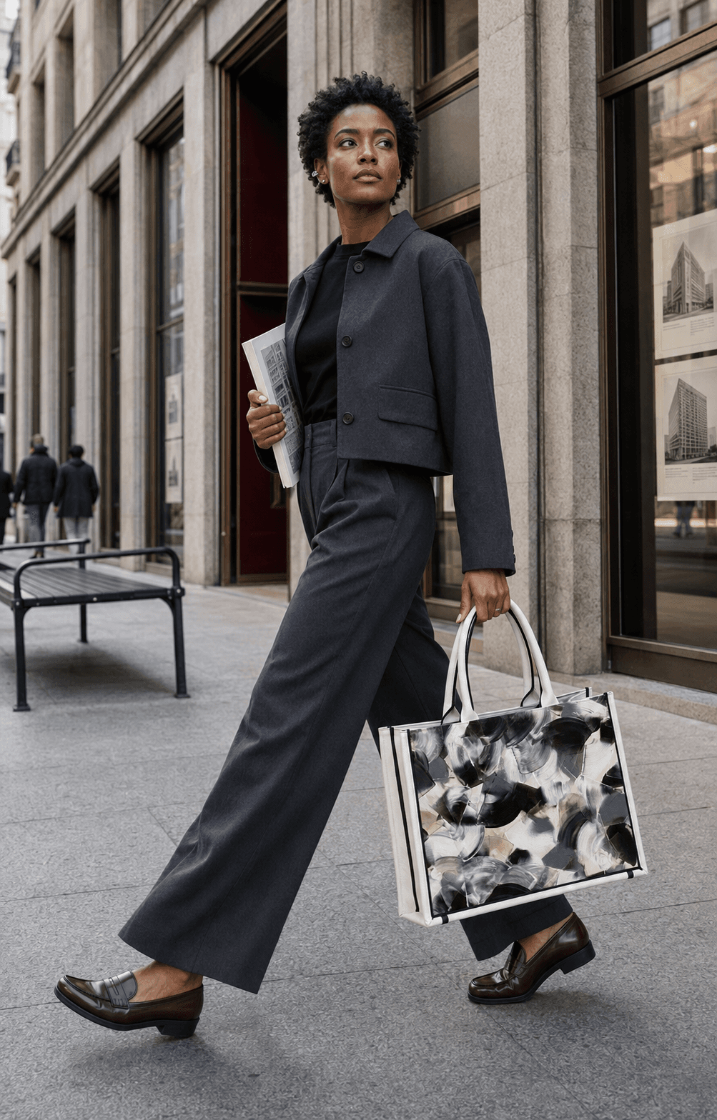 Moderate  — 黑飾條 Book Tote 精品 托特包