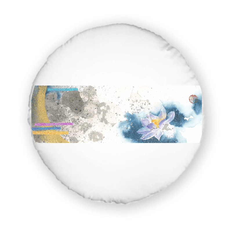 拾花釀春系列-藍蓮花3 — 圓形抱枕（可拆式） 2
