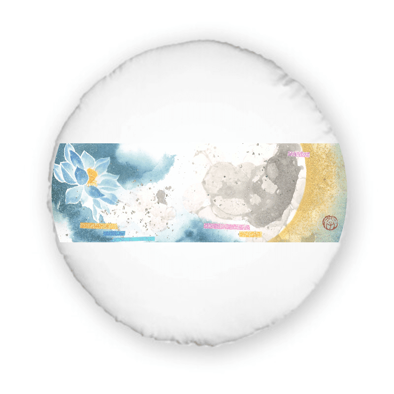 拾花釀春系列-藍蓮花4 — 圓形抱枕（可拆式） 2