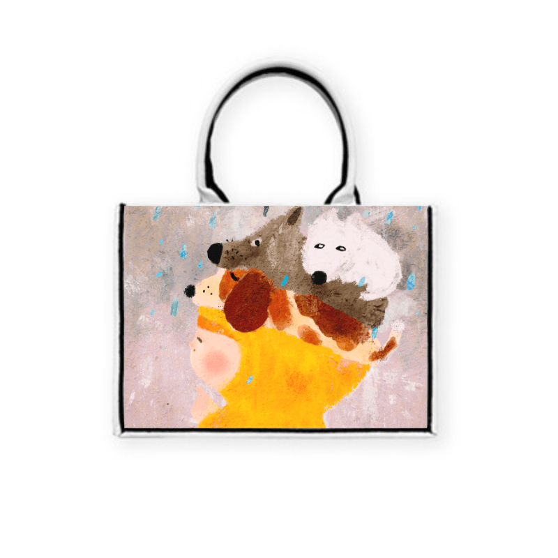 現在，我想的是毛茸茸的狗 — 黑飾條 Book Tote 精品 托特包