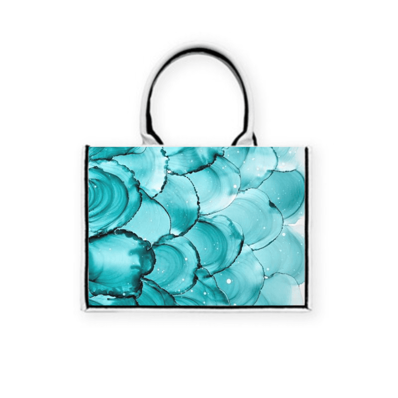 酒精墨水 - 「麟」 孔雀石綠 — 黑飾條 Book Tote 精品 托特包 4