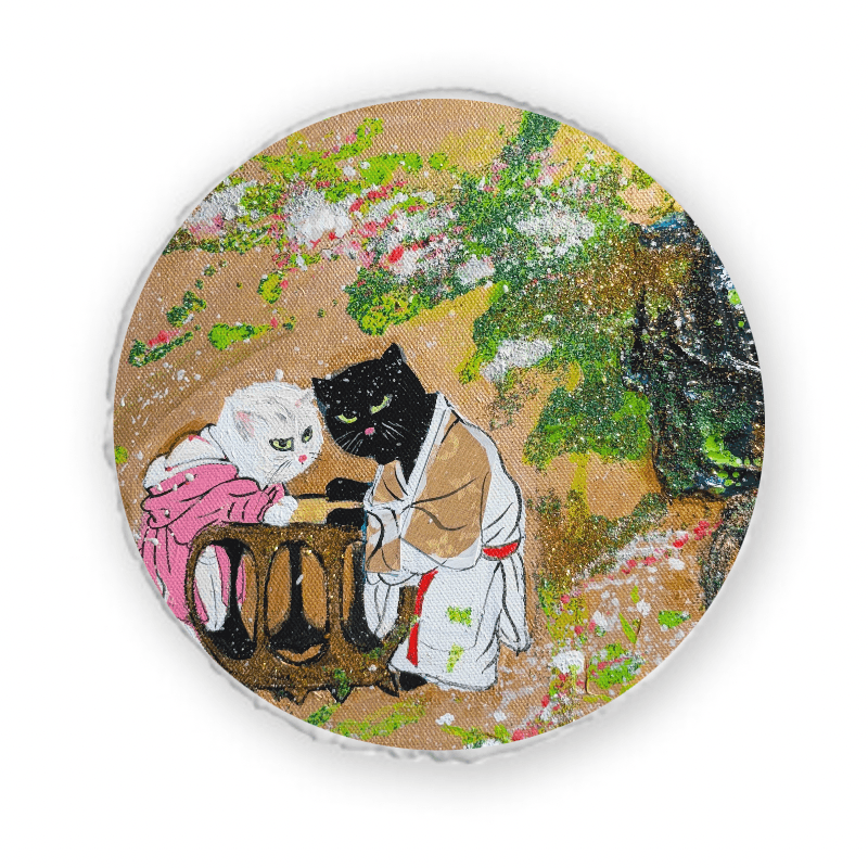 《宋韻 · 花影私語》 Song Elegance · Whispers Beneath the Blossoms — 圓形抱枕（可拆式）直徑45cm AH13 4