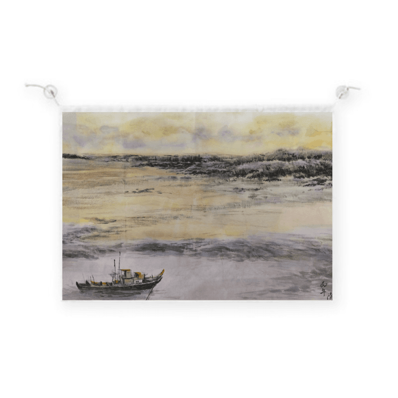 【天涯棲霞】-水墨畫麗水漁港 — 吸盤 窗簾（柔光）65 x 46 cm BB4 4