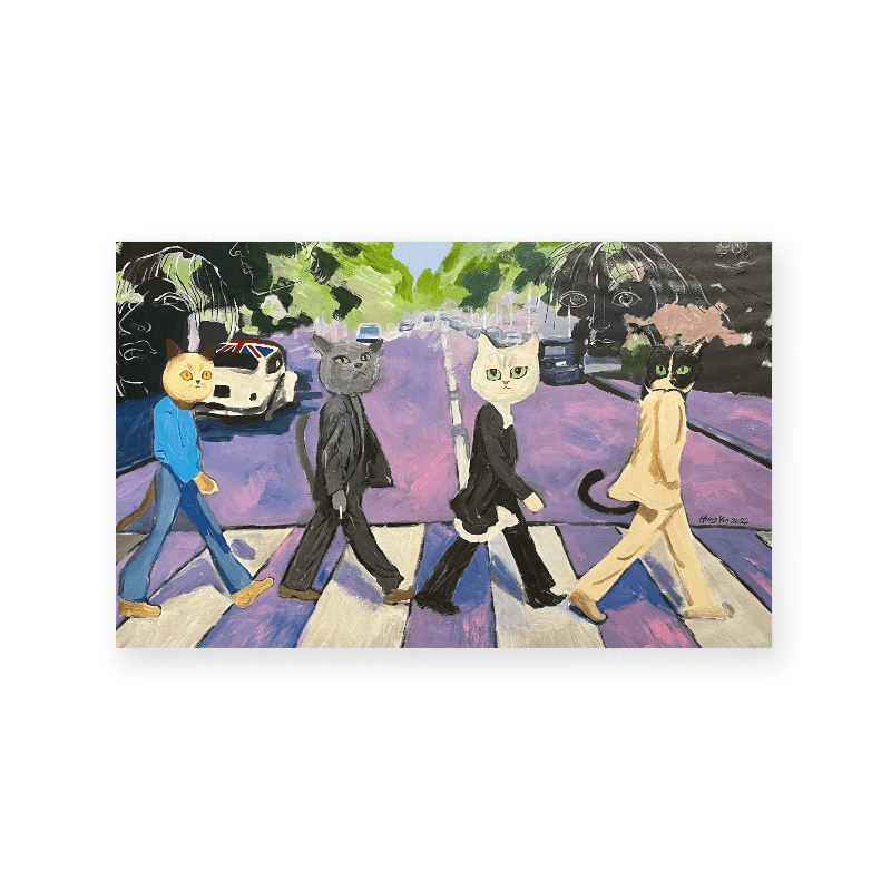 披頭四貓咪  The Beatles Cat — 泡綿 止滑 腳踏墊（毛絨 地墊）40 x 60 cm BA28 4
