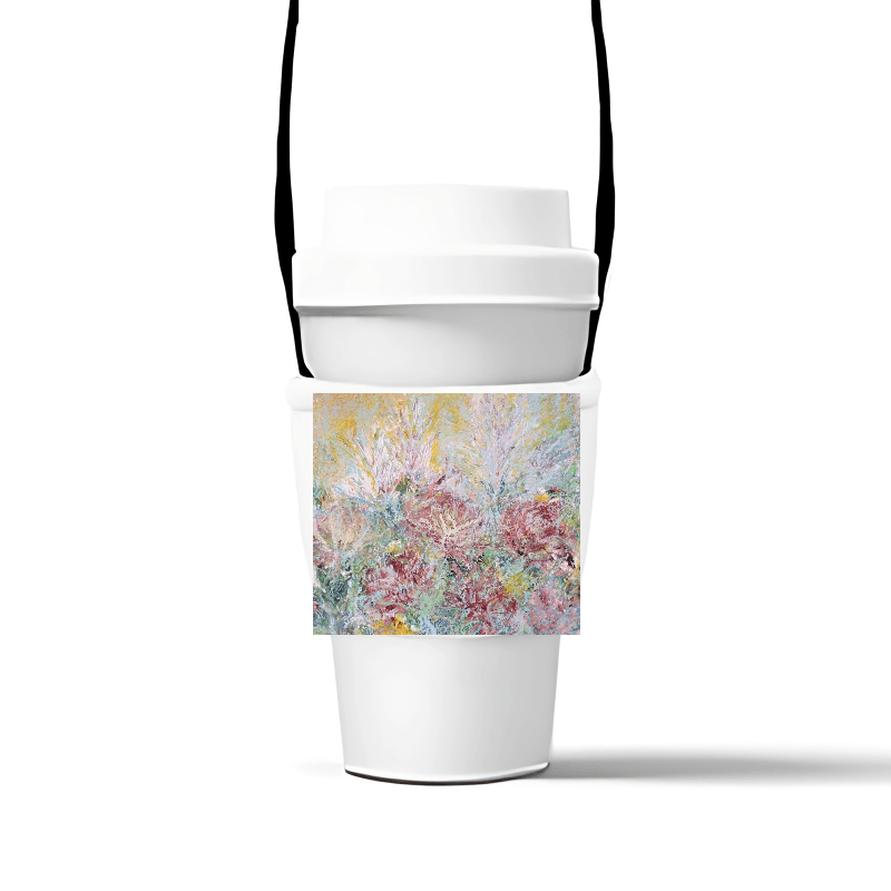 花之美 — 飲料提袋（泡綿、止滑隔熱、環保杯套 ）W13 x H7 cm AB59 4