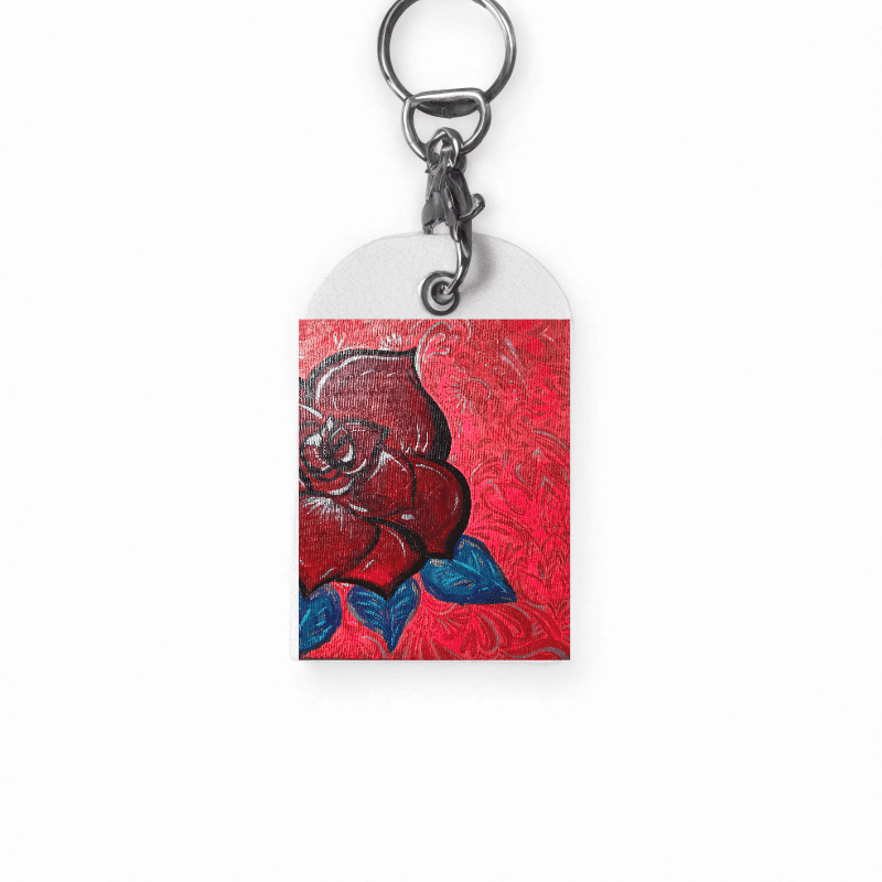 無題-玫瑰 — 皮革鑰匙圈（感應卡扣套）Ｗ4.6 x H7 cm AT42 3