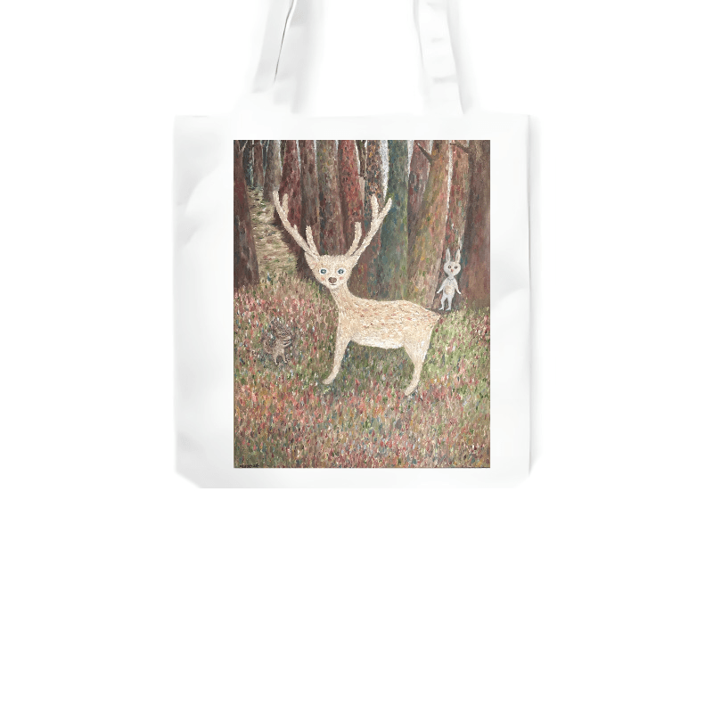 Dear deer in the forest — 單層 A4 托特包（有底、提袋）Ｗ24.5 x Ｈ33.5cm AB54-2 2