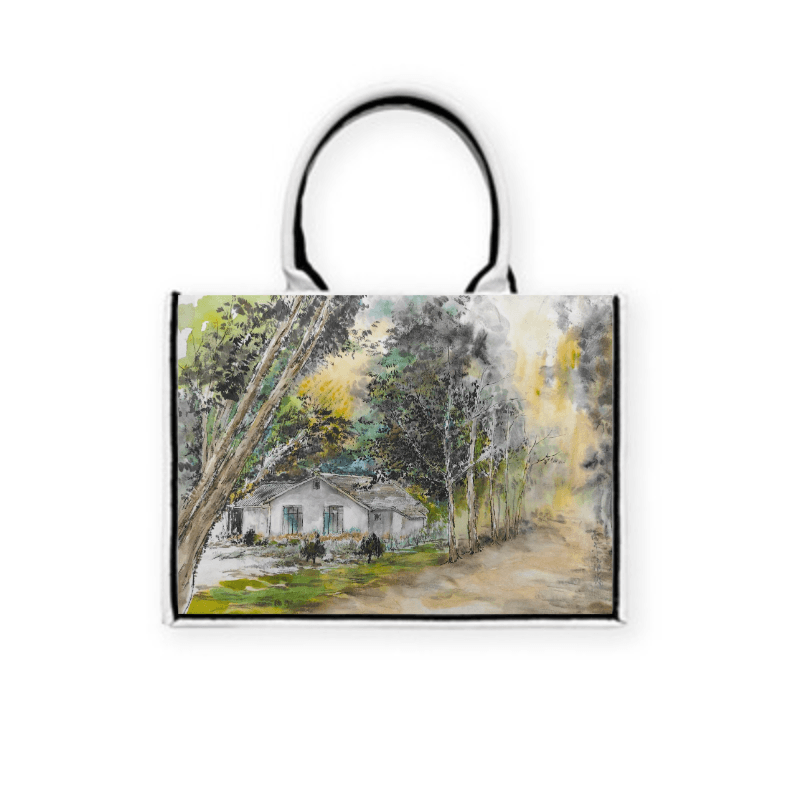 【林深履潔】- 水墨逢甲第一招待所 — 黑飾條 Book Tote 精品 托特包 H37 x W28 x D16 cm AB50 4