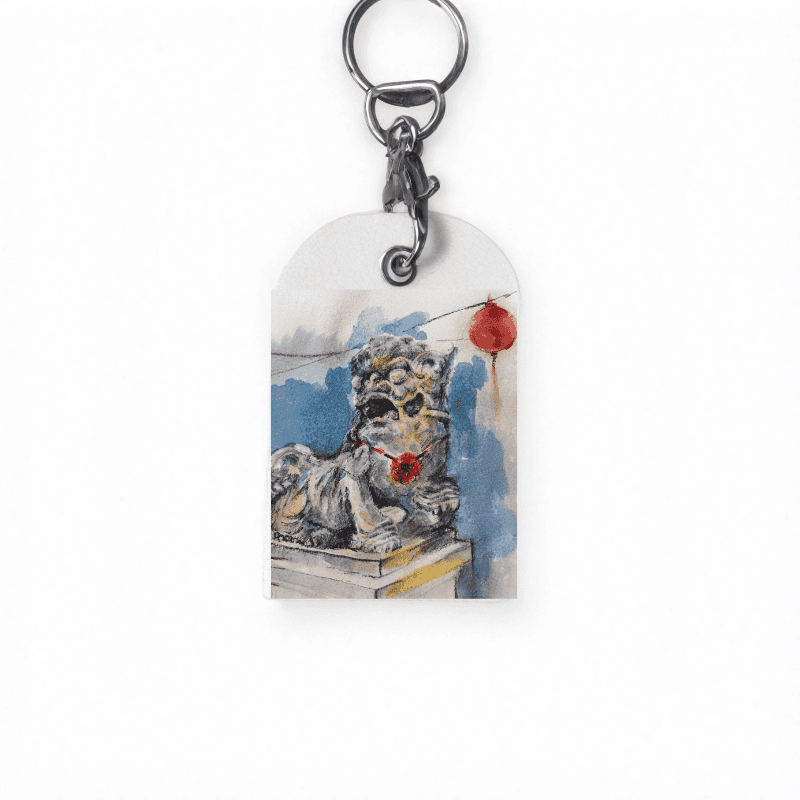 獅吼 — 皮革鑰匙圈（感應卡扣套）Ｗ4.6 x H7 cm AT42 4