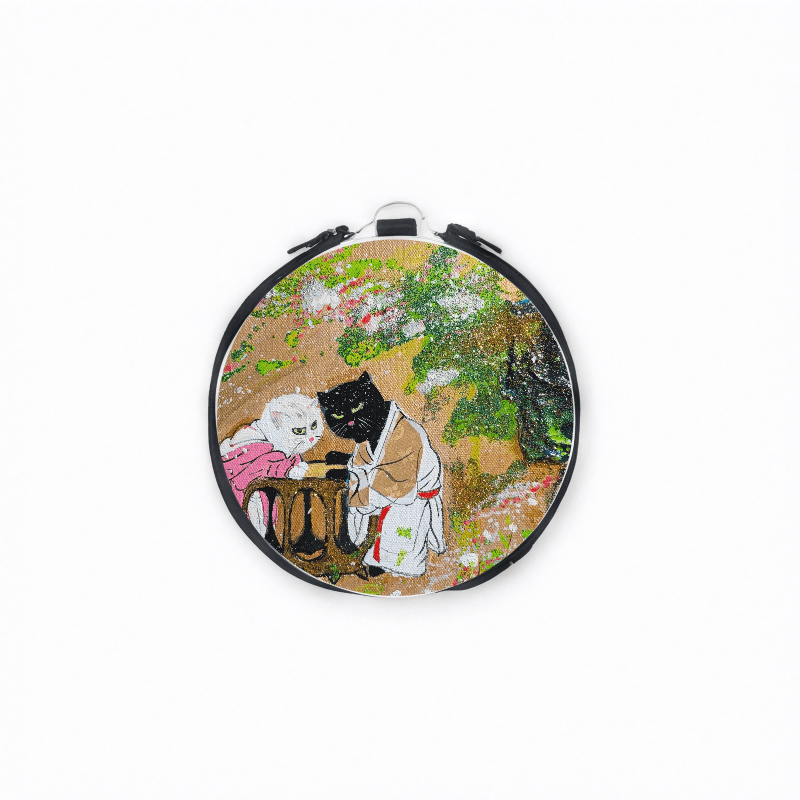 《宋韻 · 花影私語》 Song Elegance · Whispers Beneath the Blossoms — 圓形收納零錢包（雙開拉鍊）直徑10.5cm AB74 3