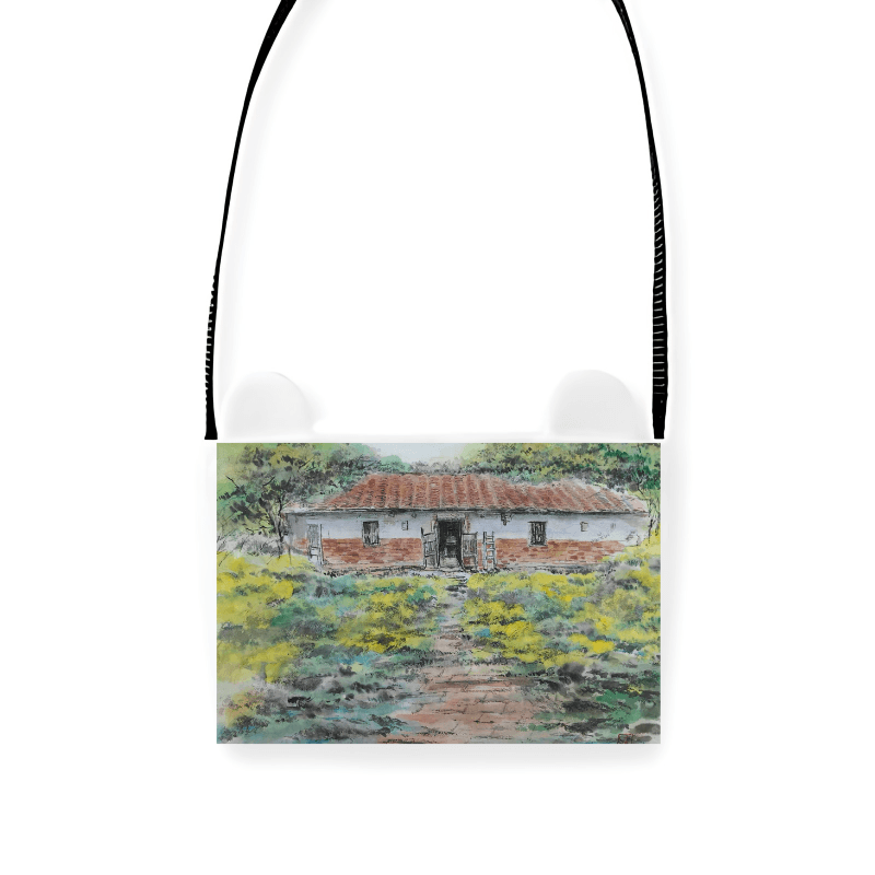 【綠竹紅瓦】- 水墨畫陳家古厝 — 動物耳朵 飲料提袋（造型杯套）Ｗ13 x Ｈ10 cm AB68 3