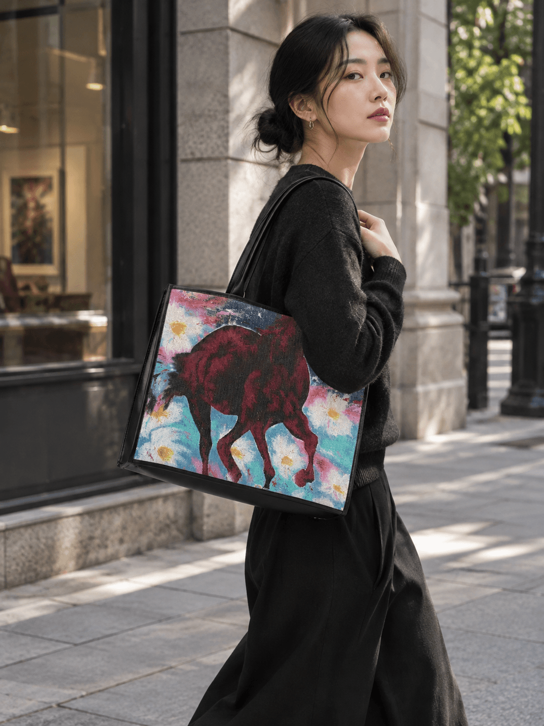 Wild Grace — 黑飾條 Book Tote 精品 托特包 H37 x W28 x D16 cm AB50 1