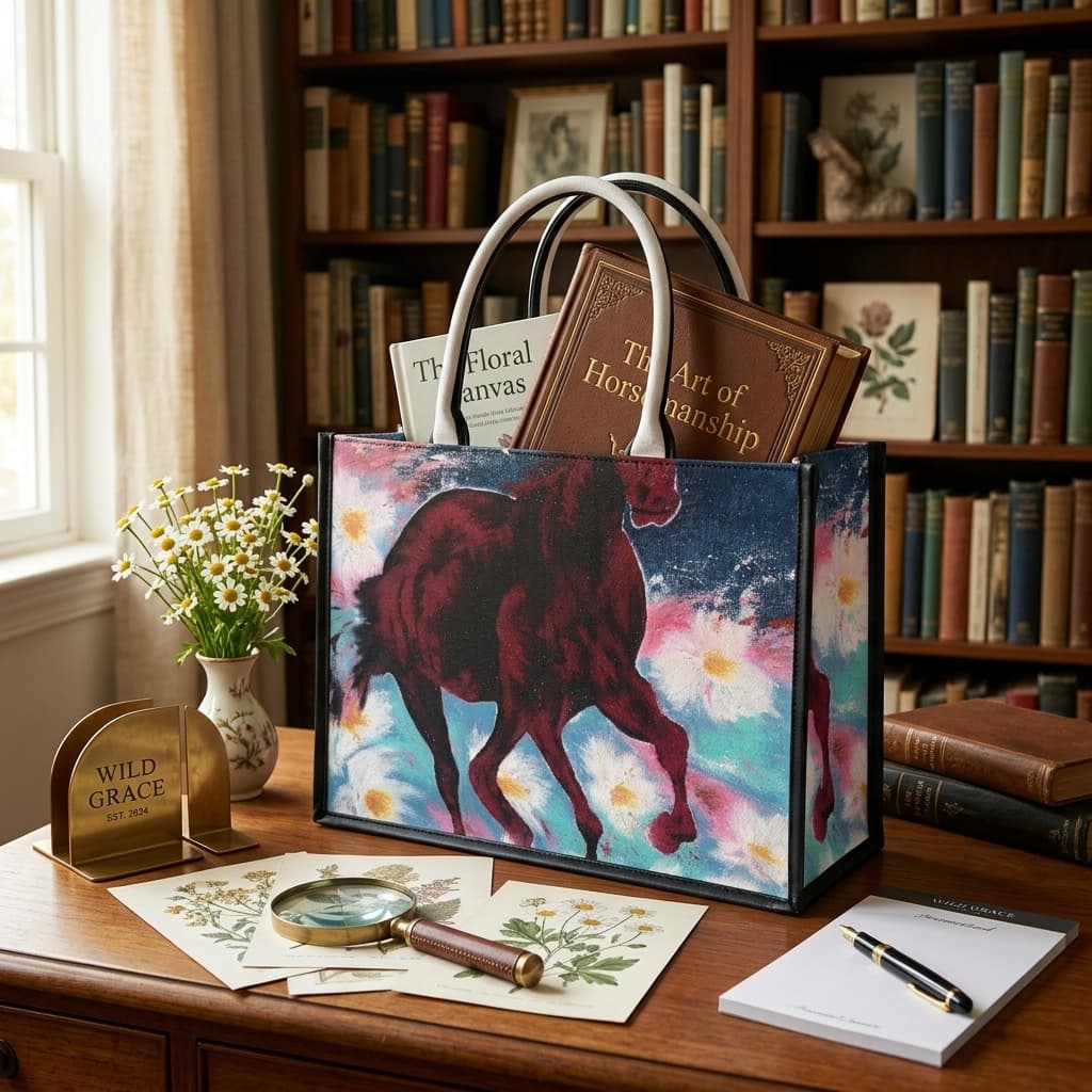 Wild Grace — 黑飾條 Book Tote 精品 托特包 H37 x W28 x D16 cm AB50 3