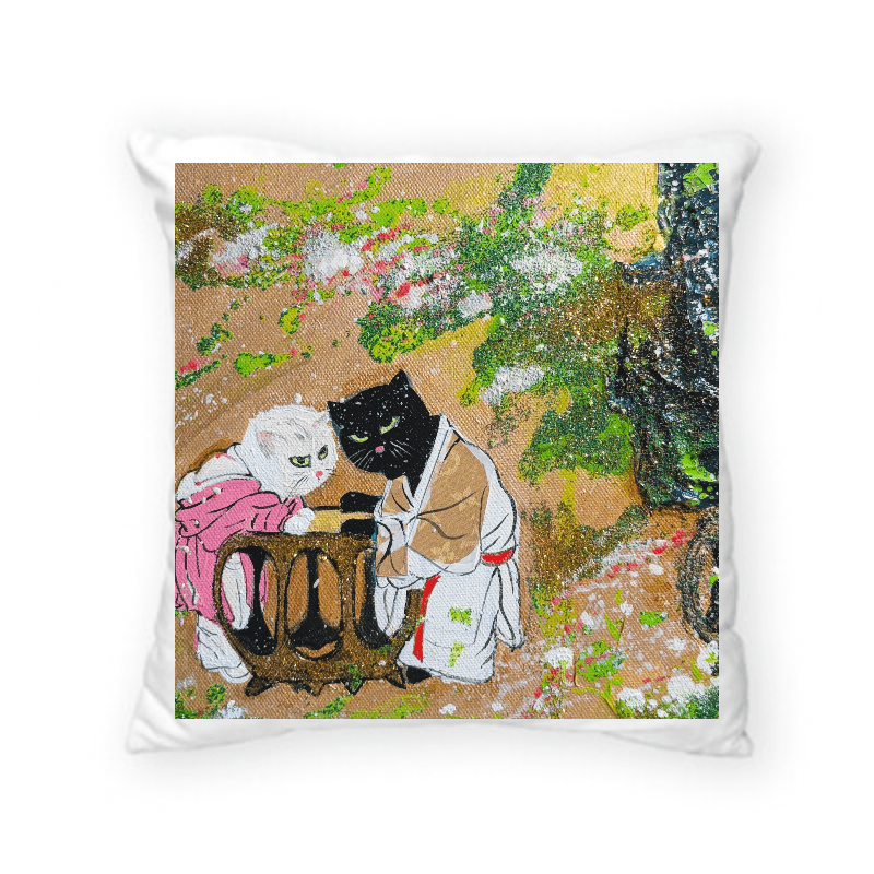 《宋韻 · 花影私語》 Song Elegance · Whispers Beneath the Blossoms — 方形 可拆式 抱枕 40*40 cm AH12 4