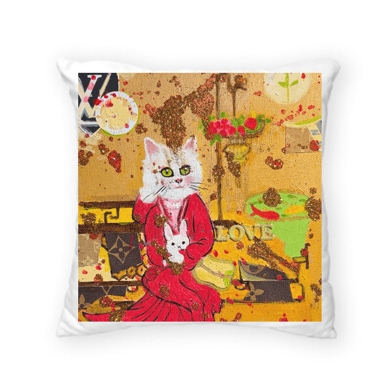 《花好月圓 · 宋韻喜樂》 (Blossoms in Full Moonlight – A Song Dynasty Reverie) — 方形 可拆式 抱枕 40*40 cm AH12 4