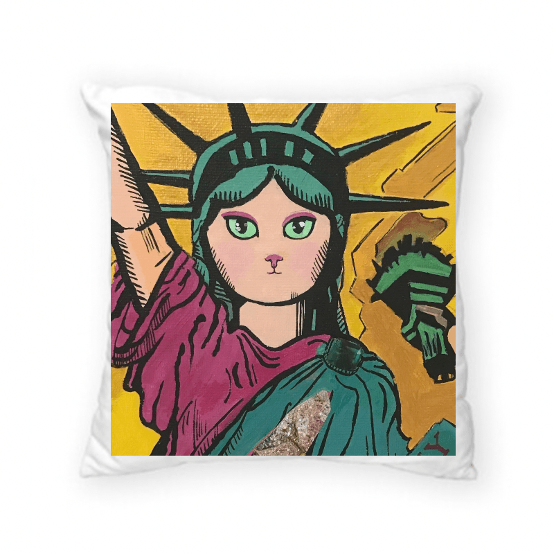 紐約自由女神貓咪 New York Statue of Liberty Cat — 方形 可拆式 抱枕 40*40 cm AH12 3