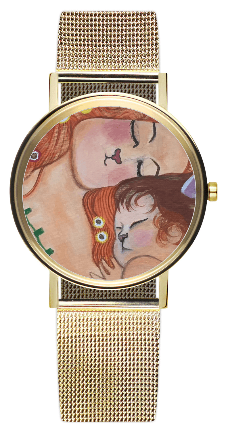 母愛。相擁 Mother Love . Embrace — yunivershsieh 藝術訂製腕錶 金色 4